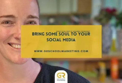 cover of the guest blog post entitled Bring soul to your social media by Mirand Crowhurst with her headshot underneath