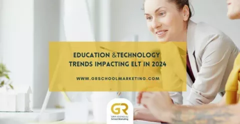 Blog cover with overlaying text with the title "education and technology trends impacting ELT in 2024"