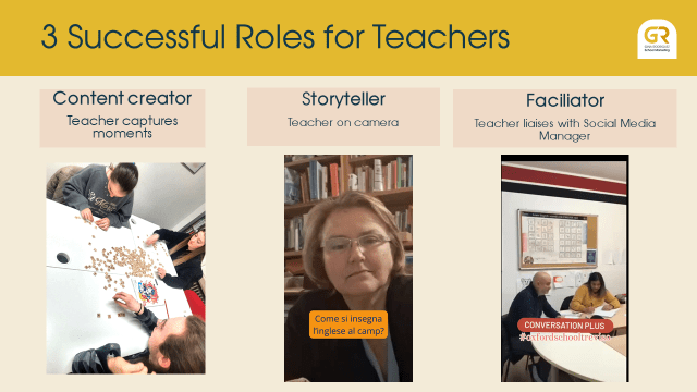 slide showing three successfu roles for language school staff  