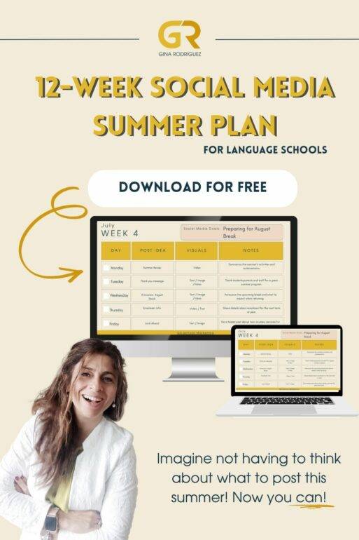 freebie cover with computer mock up showing 12-week summer social media plan