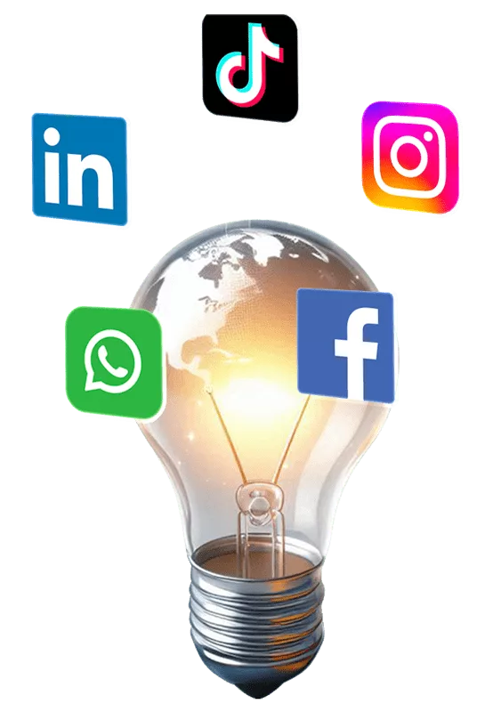 light bulb with social media icons