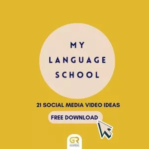 cover of downloadable ebook about social media video ideas for language school marketing on social media